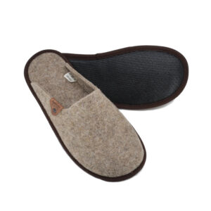 Pelsi Natural Felt Slippers – Brown