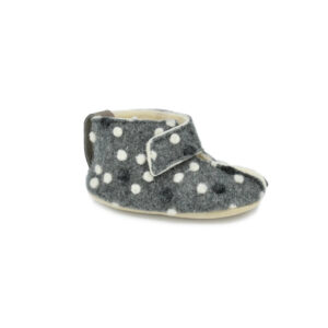 KAKU Kids’ Felt & Sheep’s Wool Slippers – Dotted Grey