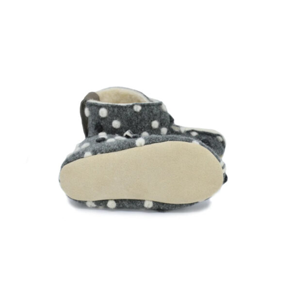 KAKU Kids’ Felt & Sheep’s Wool Slippers – Dotted Grey