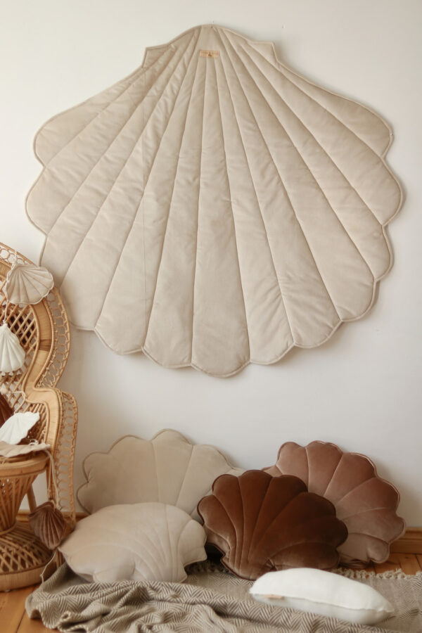 Ginkgo Leaf Velvet & Organic Cotton Playmat – Beige