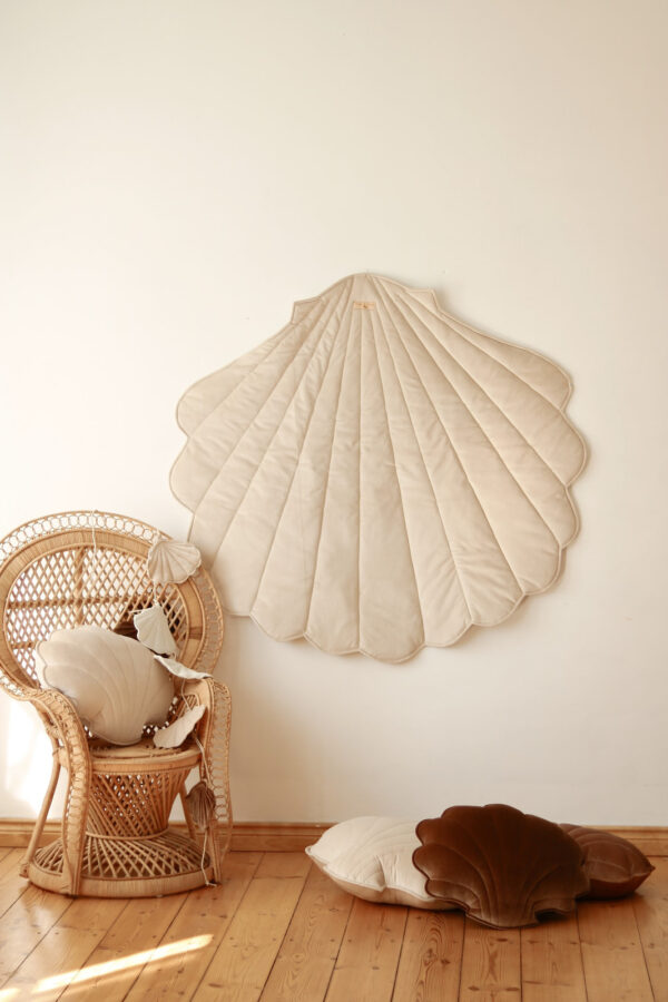 Ginkgo Leaf Velvet & Organic Cotton Playmat – Beige