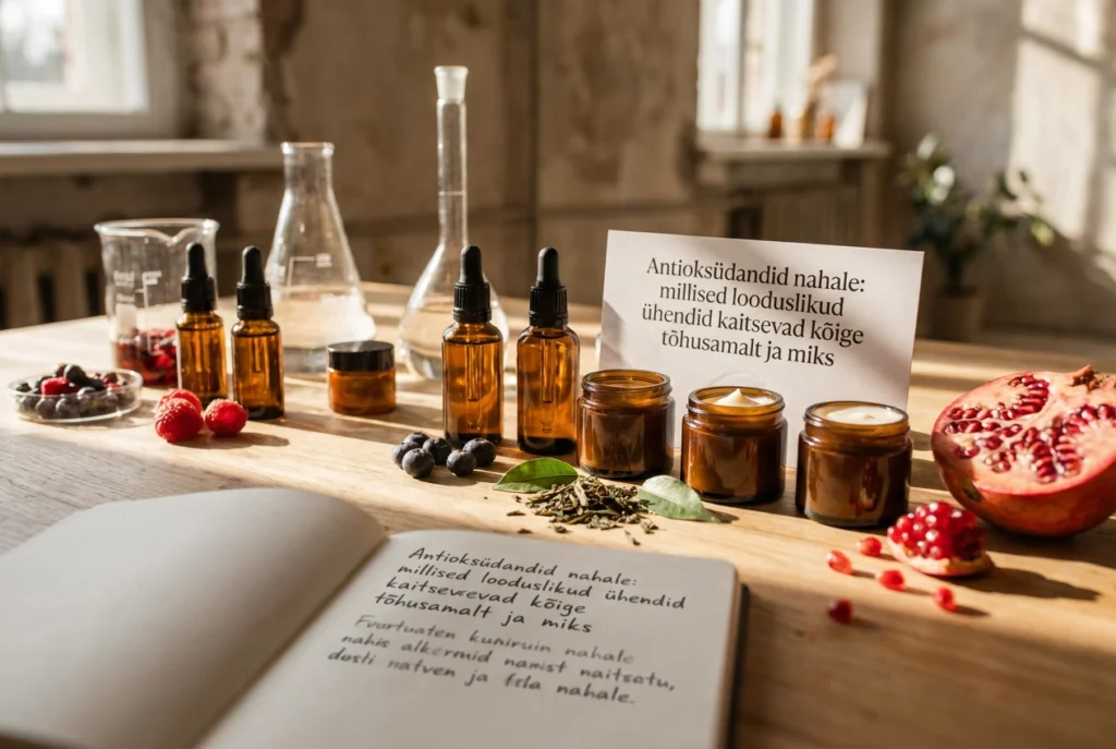 Professional header image for industry analysis: Antioksüdandid nahale: millised looduslikud ühendid kaits...