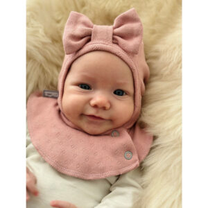 Pink Pointelle Cotton Baby Balaclava with Bow