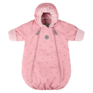 Pink Reflective Merino Wool-Lined Spring/Autumn Bunting Pram Suit