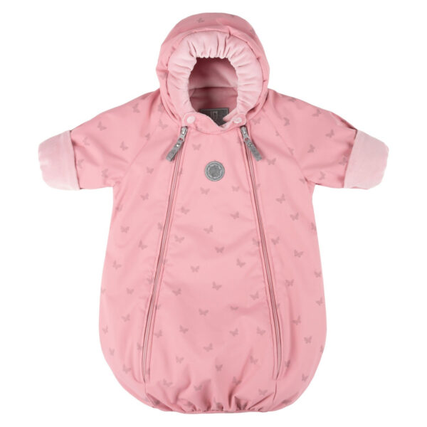 Pink Reflective Merino Wool-Lined Spring/Autumn Bunting Pram Suit