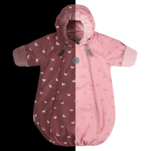 Pink Reflective Merino Wool-Lined Spring/Autumn Bunting Pram Suit