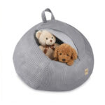 Corduroy Toy Storage Bag & Pouffe Cover – Grey
