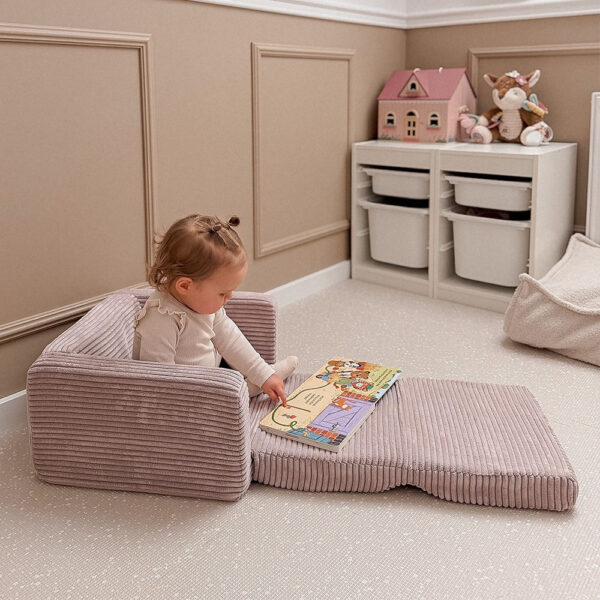 CUBIE Mini 2-in-1 Corduroy Kids’ Armchair – Beige