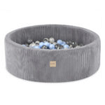 Round Corduroy Ball Pool 90 × 30 cm – Light Grey, 200 Balls