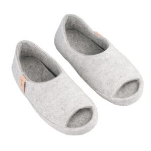 TOKU Bern Open-Toe Wool Slippers – White