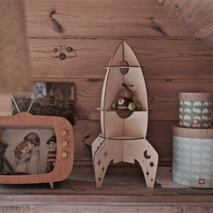Rocket Shelf – Plywood Kids’ Bookshelf, 60 cm