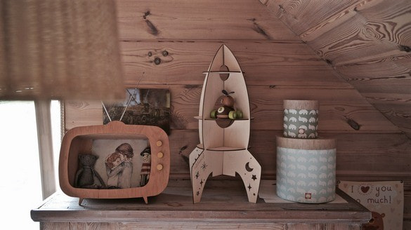 Rocket Shelf – Plywood Kids’ Bookshelf, 60 cm