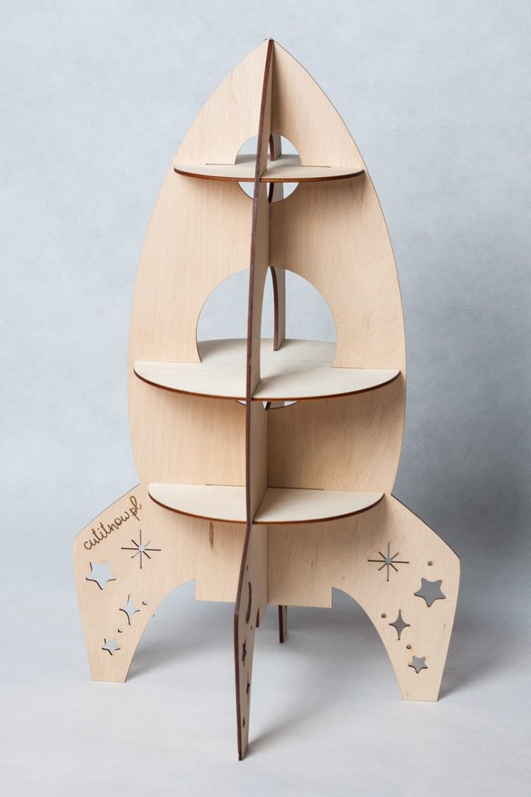 Rocket Shelf – Plywood Kids’ Bookshelf, 60 cm