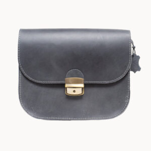 Natural Leather Saddle Bag Large – Grey