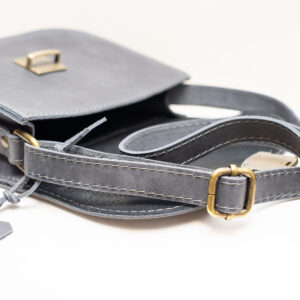 Natural Leather Saddle Bag Large – Grey