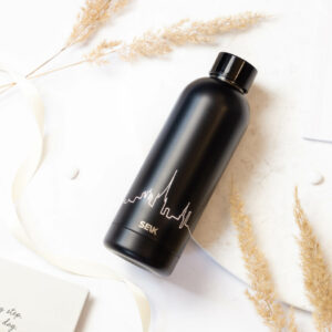 Water Bottle / Thermos – Tallinn Skyline from the Sea – Black, 500 ml, Stainless Steel