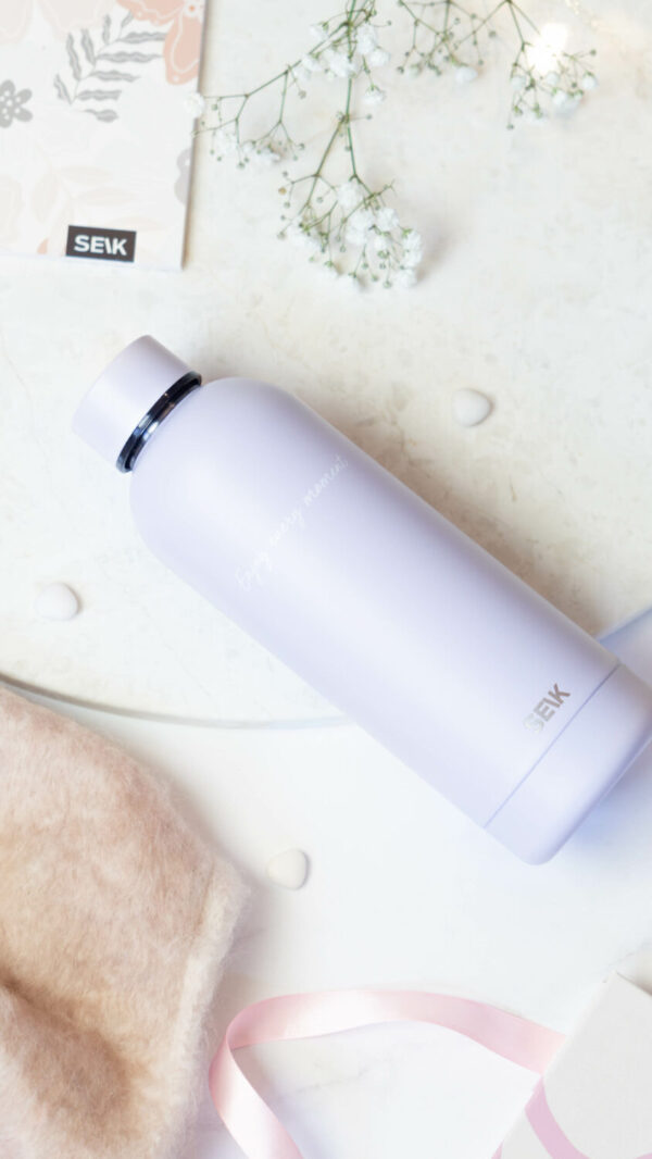 Water Bottle / Thermos – Enjoy Every Moment – Lilac, 500 ml, Stainless Steel