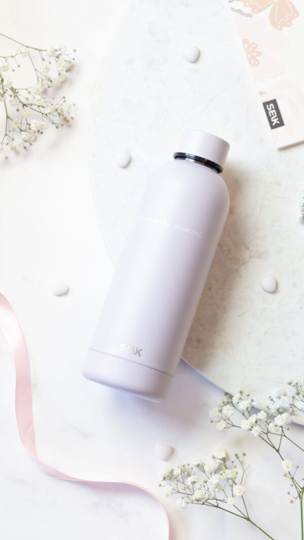 Water Bottle / Thermos – Enjoy Every Moment – Lilac, 500 ml, Stainless Steel