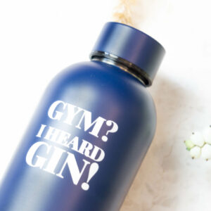 Water Bottle / Thermos – Gym? I Heard Gin! – Dark Blue, 500 ml, Stainless Steel