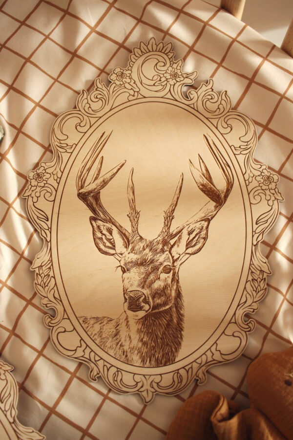 Engraved Forest Animal Pictures with Retro Frames – Set of 4