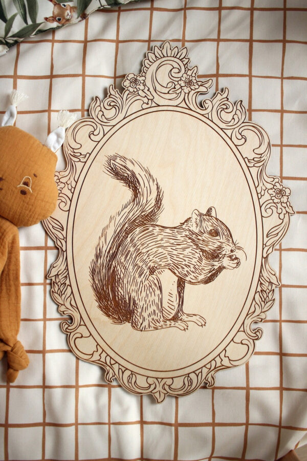 Engraved Forest Animal Pictures with Retro Frames – Set of 4