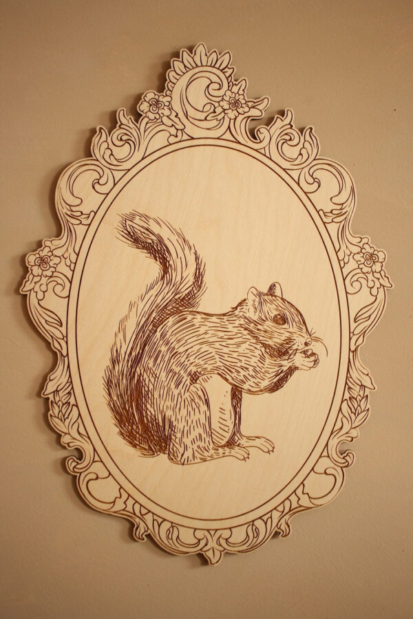 Engraved Forest Animal Pictures with Retro Frames – Set of 4