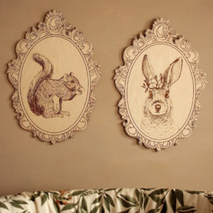 Engraved Forest Animal Pictures with Retro Frames – Set of 4