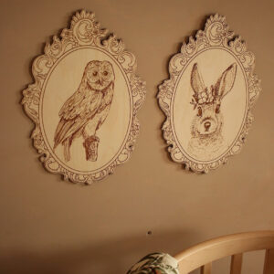 Engraved Forest Animal Pictures with Retro Frames – Set of 4
