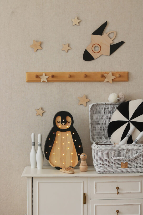 Wooden Space Wall Decoration – Moon, Saturn, Rocket & 10 Stars