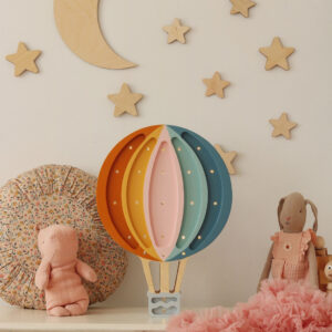Wooden Space Wall Decoration – Moon, Saturn, Rocket & 10 Stars