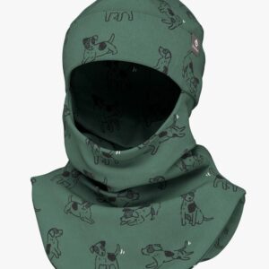 Spring-Fall Kids Balaclava BREDEN - Green Dogs