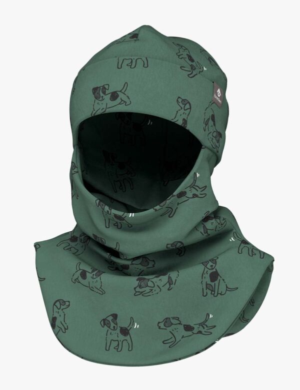 Spring-Fall Kids Balaclava BREDEN – Green Dogs