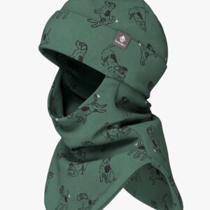 Spring-Fall Kids Balaclava BREDEN – Green Dogs