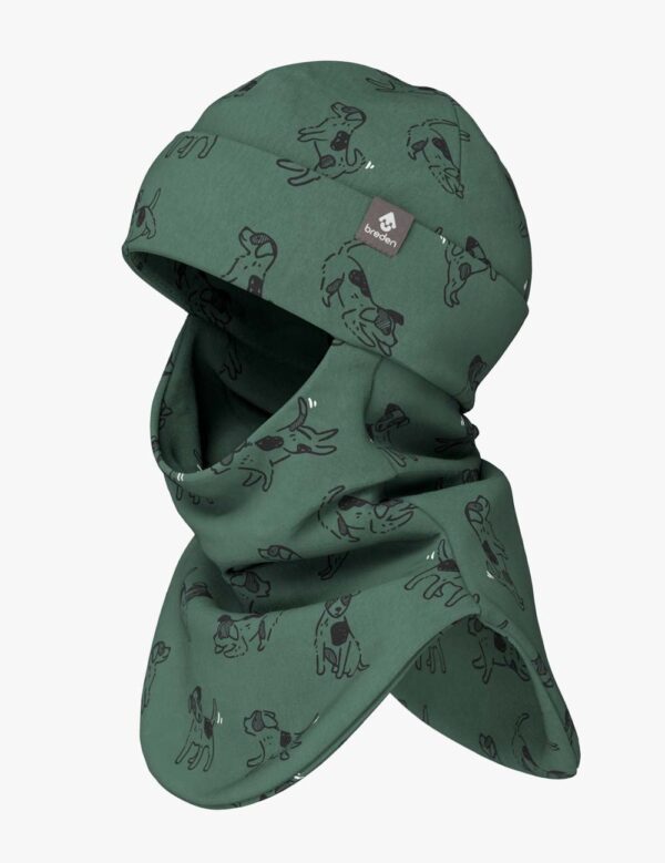 Spring-Fall Kids Balaclava BREDEN – Green Dogs