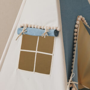 Denim Teepee Tent with Pompoms – 170 cm
