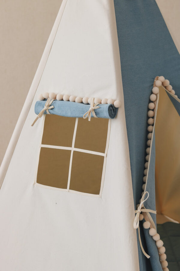Denim Teepee Tent with Pompoms – 170 cm