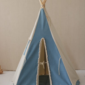 Denim Teepee Tent with Pompoms – 170 cm