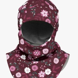 Thermal Merino Balaclava For Kids CLAVAN - Winter Flowers