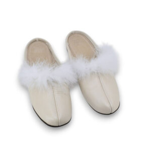 Trinity Leather Wedge Slippers – Champagne