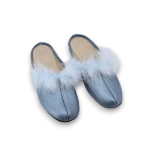 Trinity Leather Wedge Slippers – Light Blue