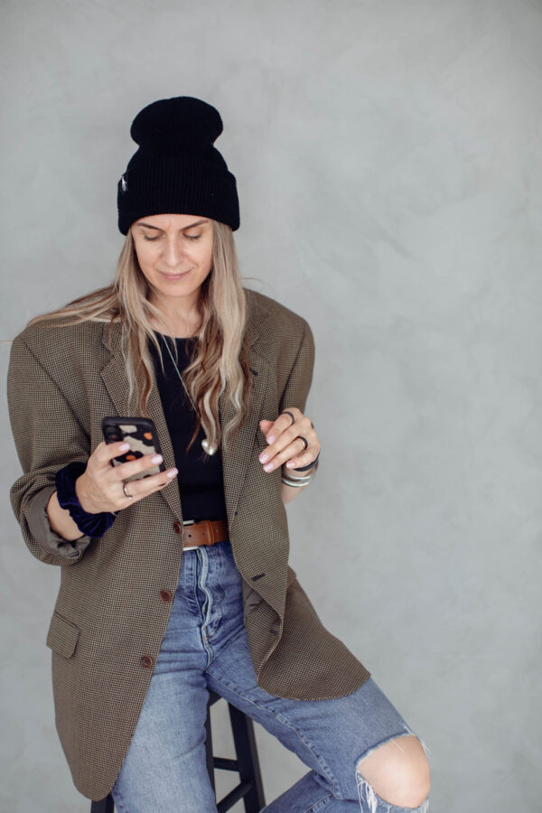 Ultra-Soft Rib Beanie with Giraffe Label