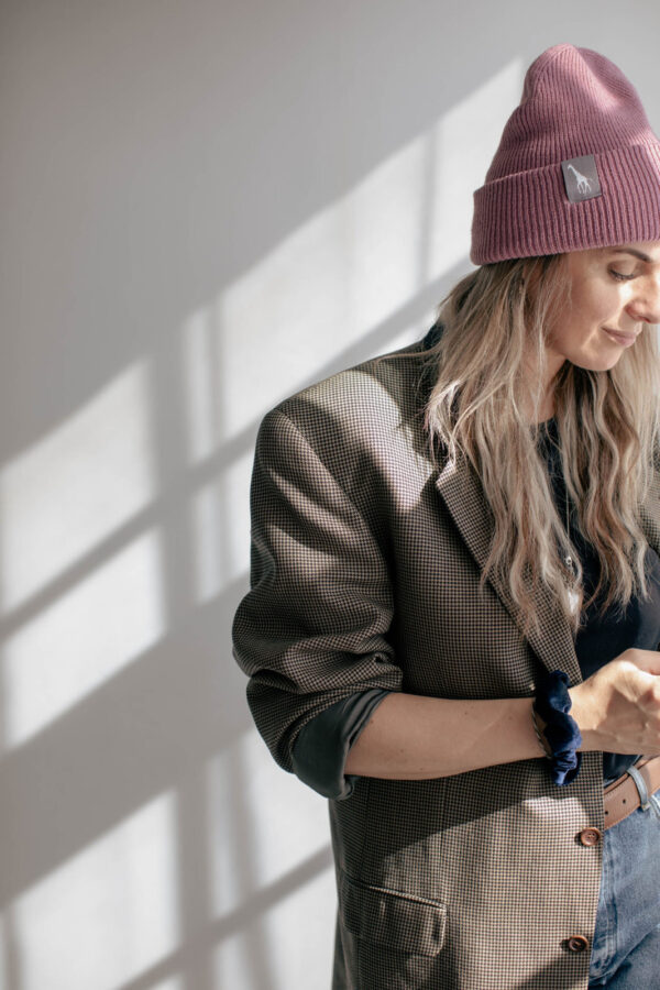 Ultra-Soft Rib Beanie with Giraffe Label