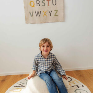 Washable ABC Round Rug with Vowel Cushions – 120 cm