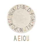 Washable ABC Round Rug with Vowel Cushions – 120 cm