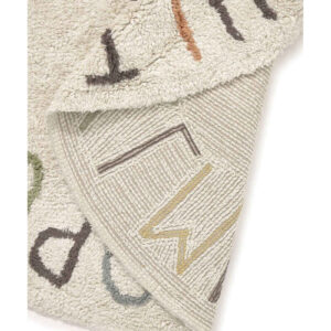 Washable ABC Round Rug with Vowel Cushions – 120 cm