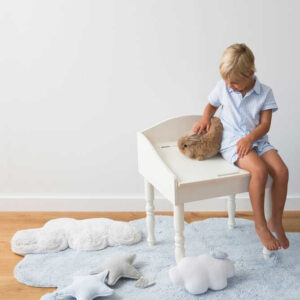 Washable Puffy Cloud Rug with Pillow – Blue, 110 × 170 cm