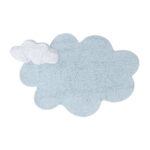 Washable Puffy Cloud Rug with Pillow – Blue, 110 × 170 cm