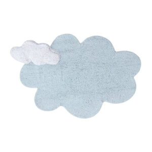 Washable Puffy Cloud Rug with Pillow – Blue, 110 × 170 cm