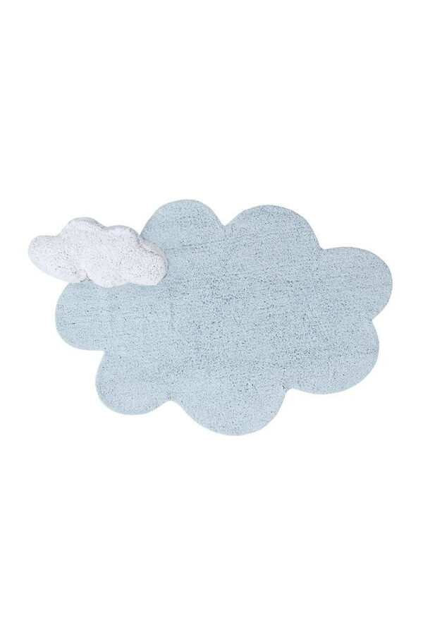 Washable Puffy Cloud Rug with Pillow – Blue, 110 × 170 cm
