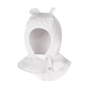 White Double-Layer Cotton Baby Balaclava with Ears